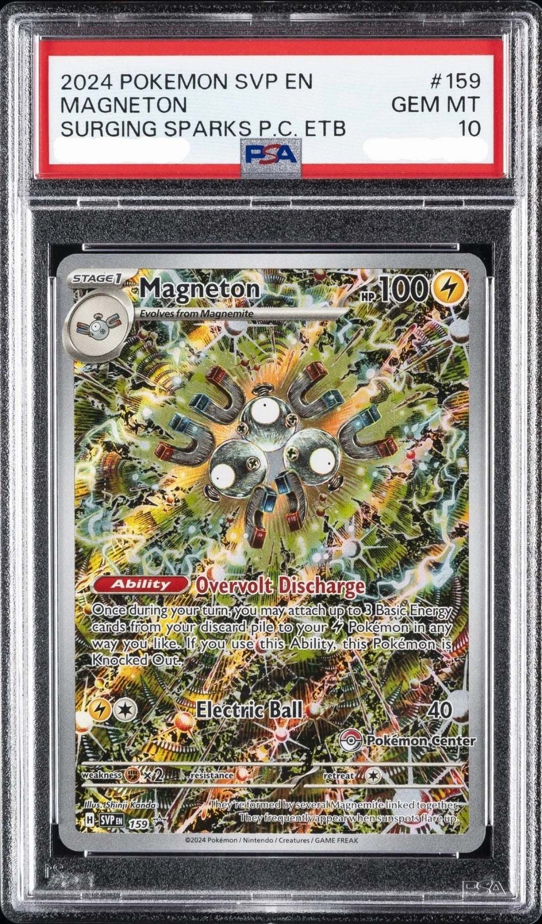 PSA 10 Magneton SVP-EN 159 Pokemon Center Stamped Promo Surging Sparks PC ETB #159 GEM MINT