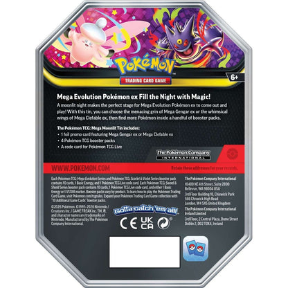 Mega Moonlit Tin - Set of 2 tins: Gengar ex & Clefable ex