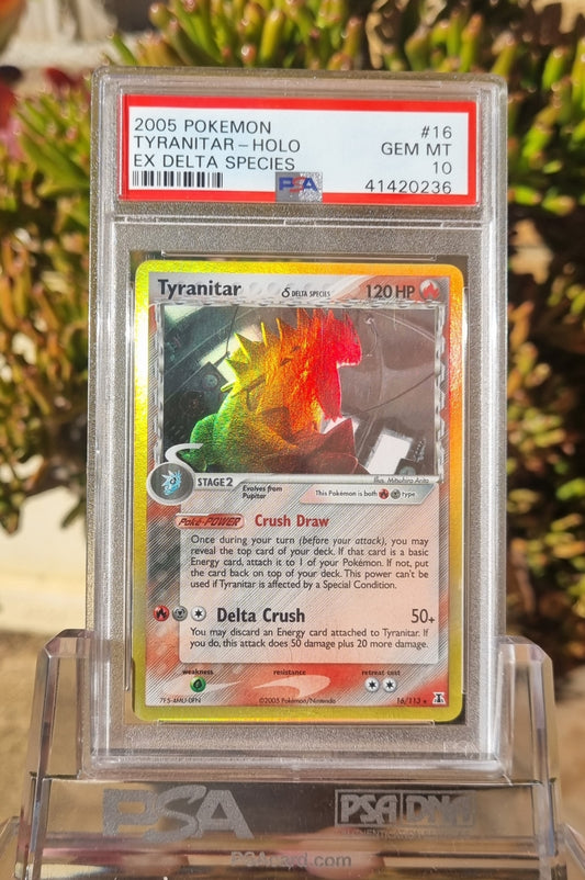 PSA 10 Tyranitar Ex Delta Species Holo Rare 2005 #16 GEM MINT