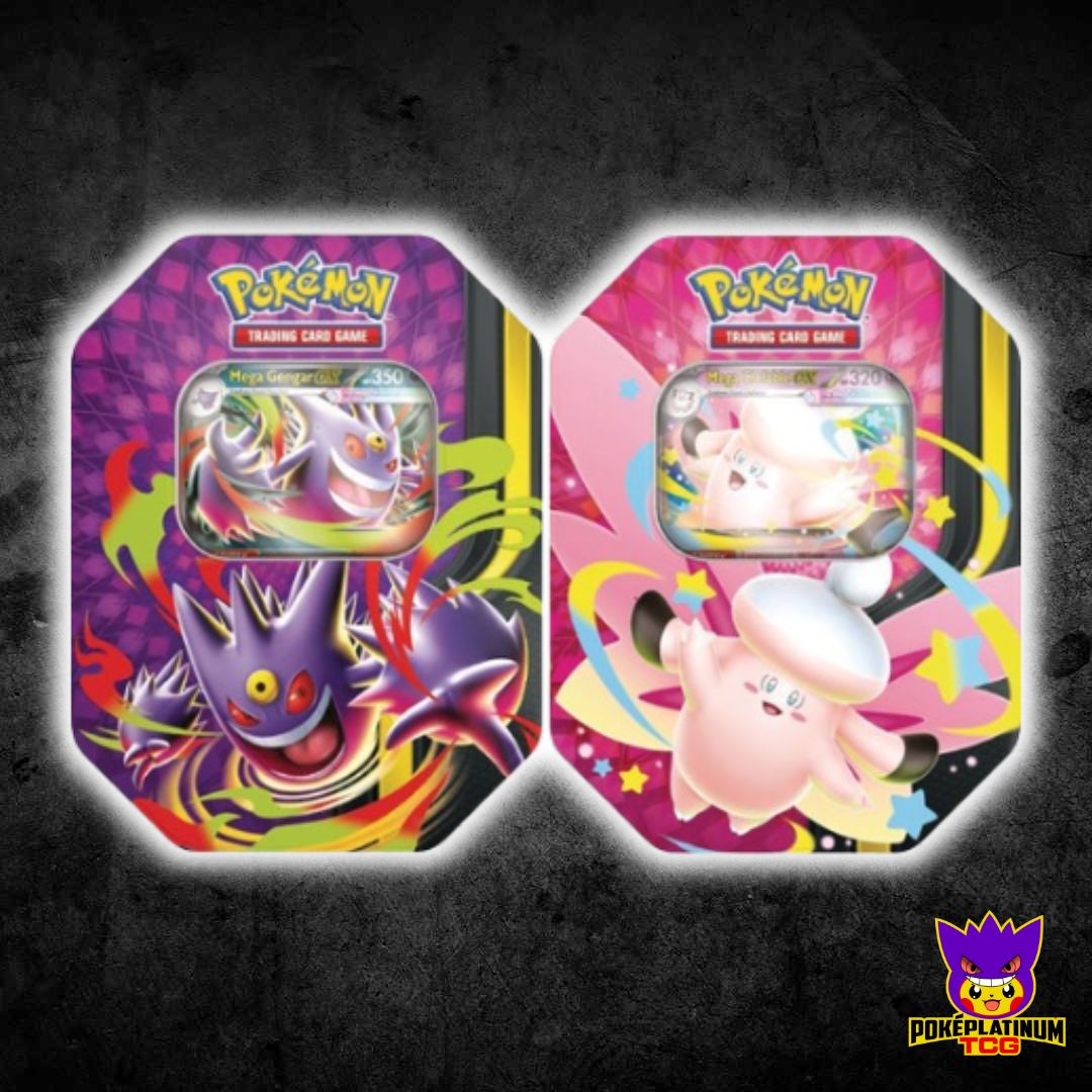 Mega Moonlit Tin - Set of 2 tins: Gengar ex & Clefable ex